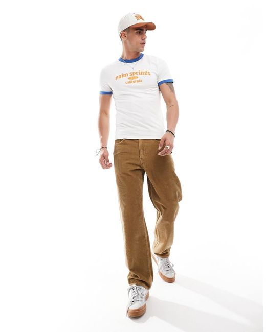 Levi's White 568 Loose Straight Cord Jeans for men