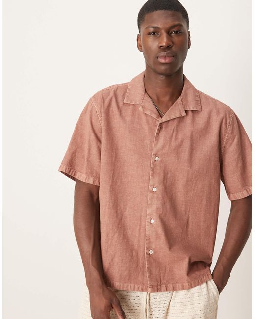 Abercrombie & Fitch Pink Short Sleeve Linen Shirt for men