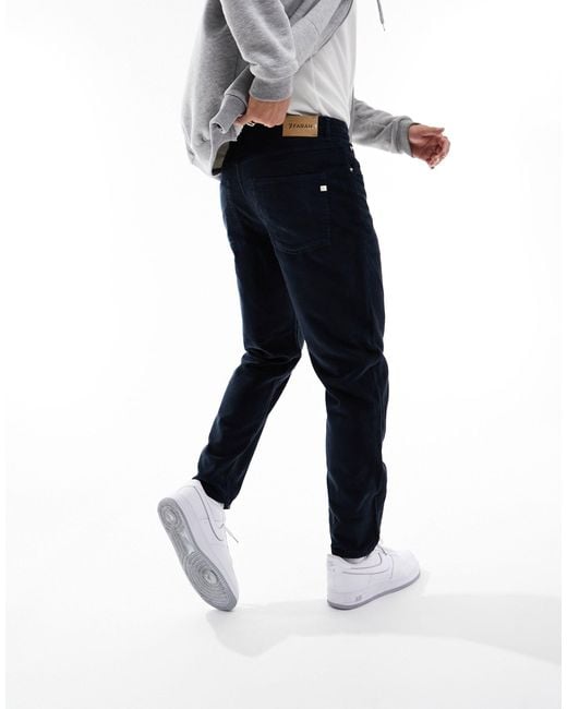 FARAH Drake Men's Retro Mod Slim Stretch Cord Trousers in Tobacco