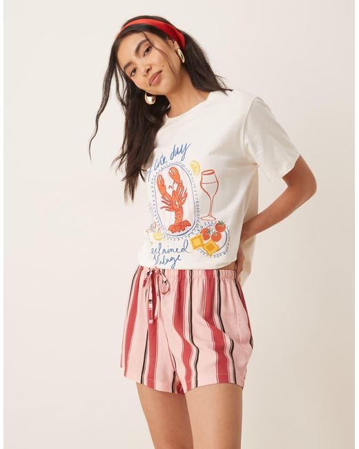 Pantaloncini Micro Rosa A Righe di ASOS in Natural