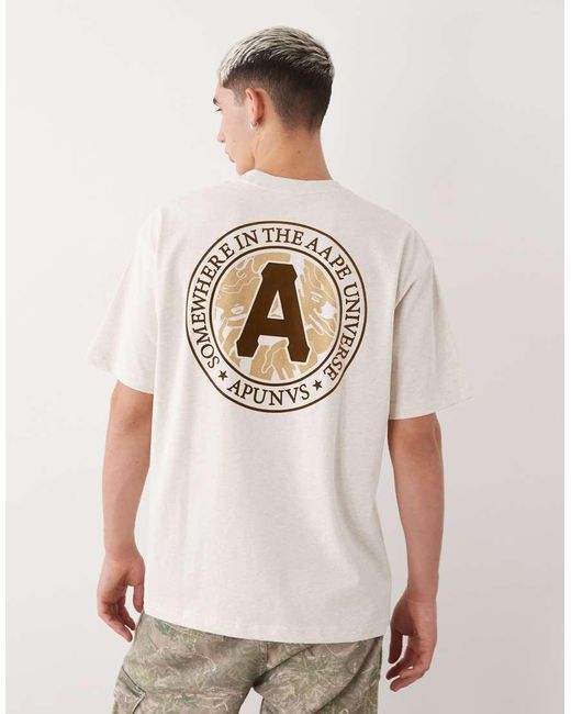 Camiseta De Corte Cuadrado Con Logo Estampado En El Pecho Y La Espalda De -Neutro Aape By A Bathing Ape de hombre de color White