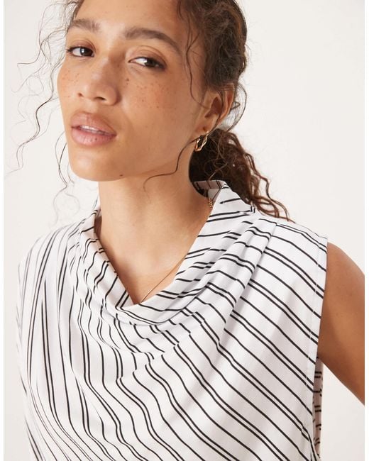 ASOS White Sleeveless Cowl Neck Top