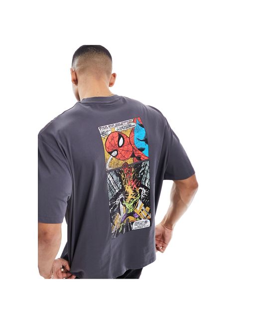 T-shirt oversize unisexe avec motifs bande dessinée marvel sous licence - anthracite ASOS en coloris Blue