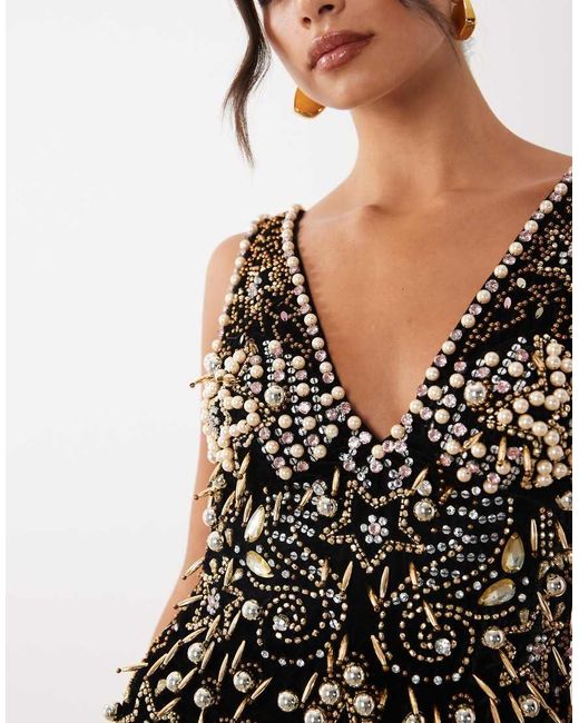 ASOS Black Star Embellished Mini Dress