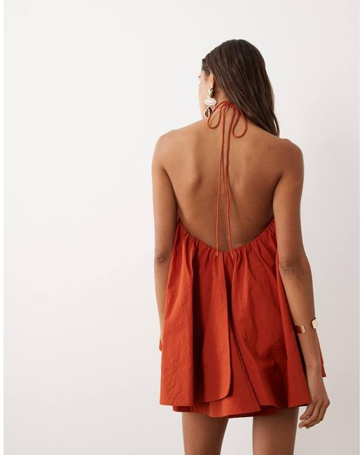 ASOS Red Halter Neck Trapeze Mini Dress