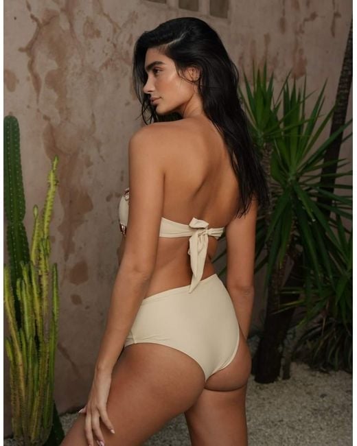 Moda Minx Green X Zoe Servini Bandeau Bikini Top With Jewel Trim