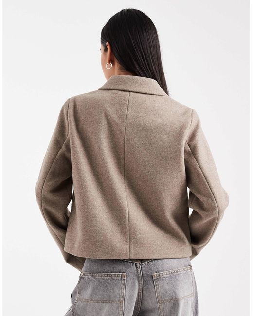 Veste courte et zippée en aspect laine - taupe ONLY en coloris Brown