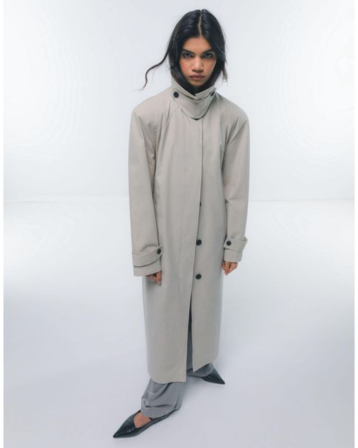 Ultimate - trench-coat à épaules oversize - sauge TOPSHOP en coloris Gray