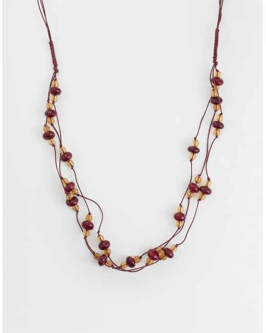 ASOS Metallic Mutli-row Corded Necklace With Resin Chippings