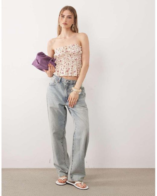 Miss Selfridge Natural Shirred Spun Bandeau Top