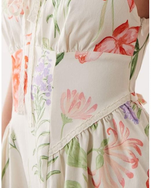 New Look Natural Flower Print Bengaline Midi Dress