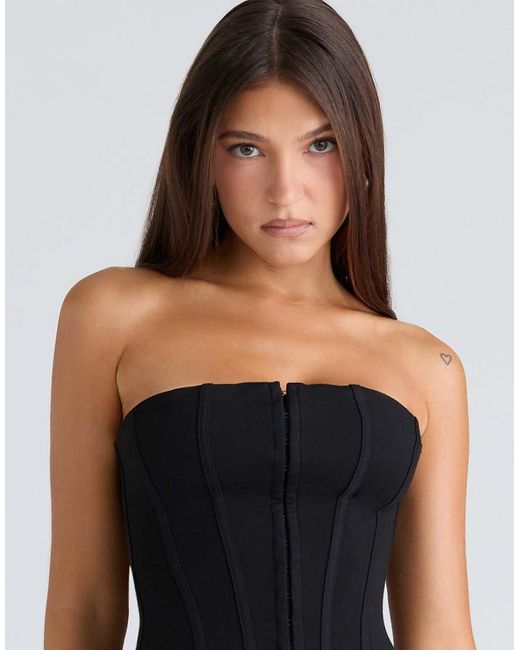 House Of Cb Black The Strapless Stretch Corset Top