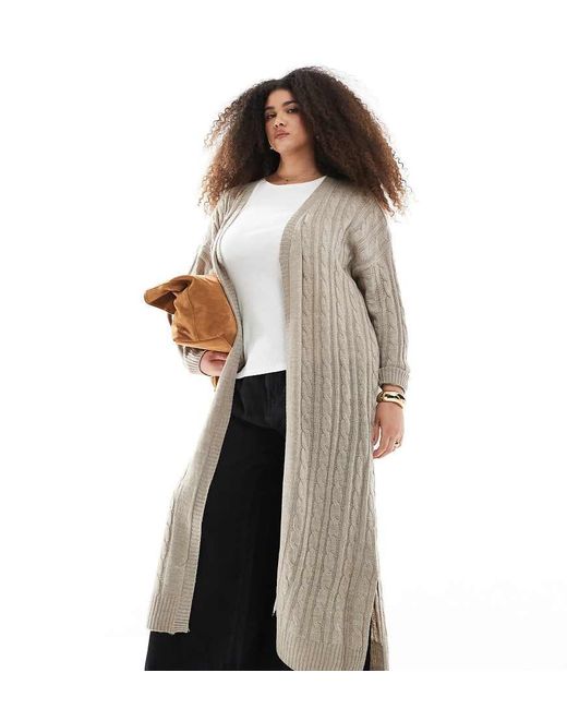 Yours Gebreid Maxi Vest Met Kabels in het Black