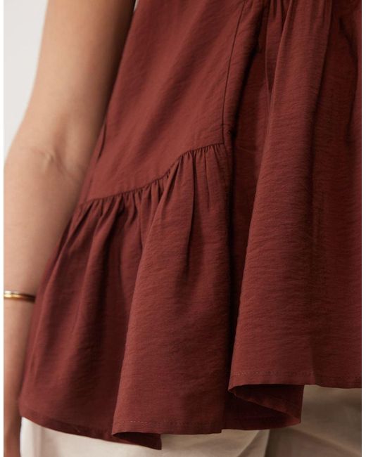 ASOS Brown Asos Design Maternity Scoop Neck Peplum Cami Top