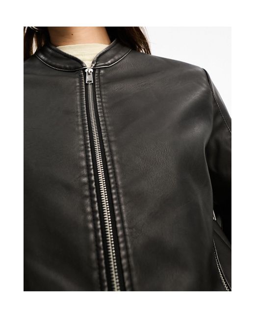 ONLY Black Faux Leather Bomber Jacket