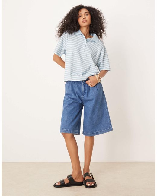ASOS White Boxy Oversized Polo Shirt With Shoulder Pad