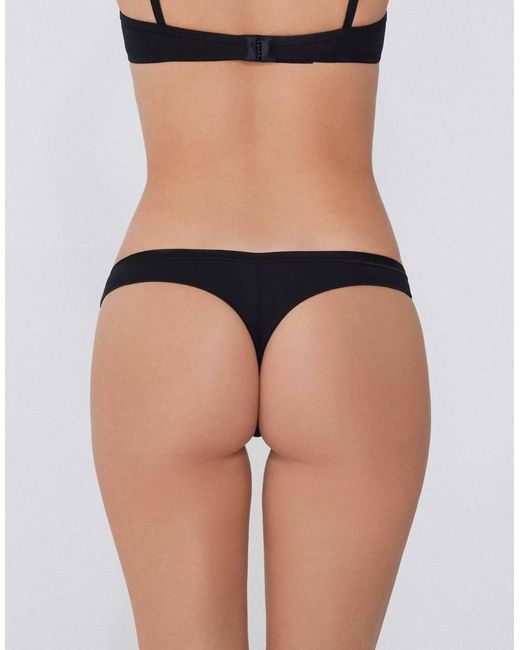 Tezenis Black Plain Colour Cotton Brazilian Briefs