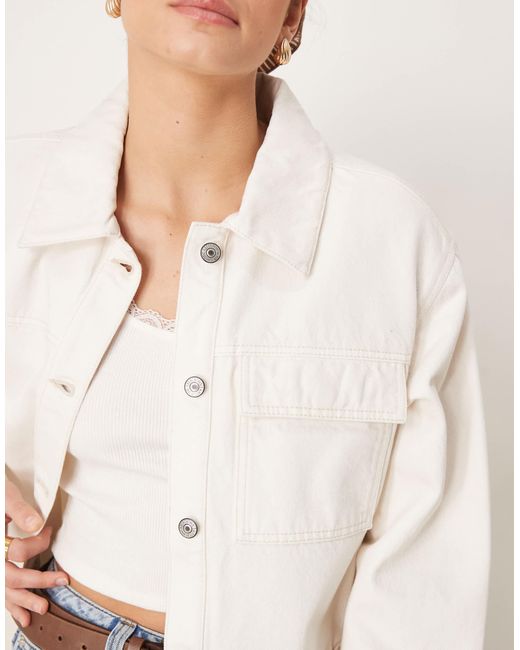 Abercrombie & Fitch Natural Utility Shacket With Leather Collar