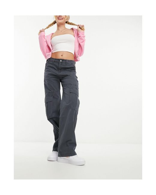 Pantalon cargo à taille réglable - acier Pull&Bear en coloris Gray
