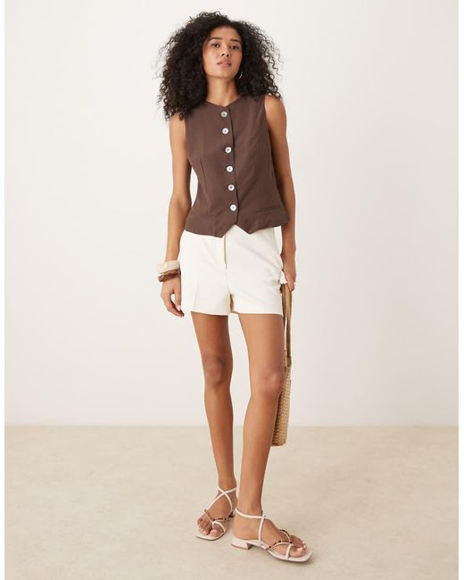 Mango Brown High Neck Waistcoat