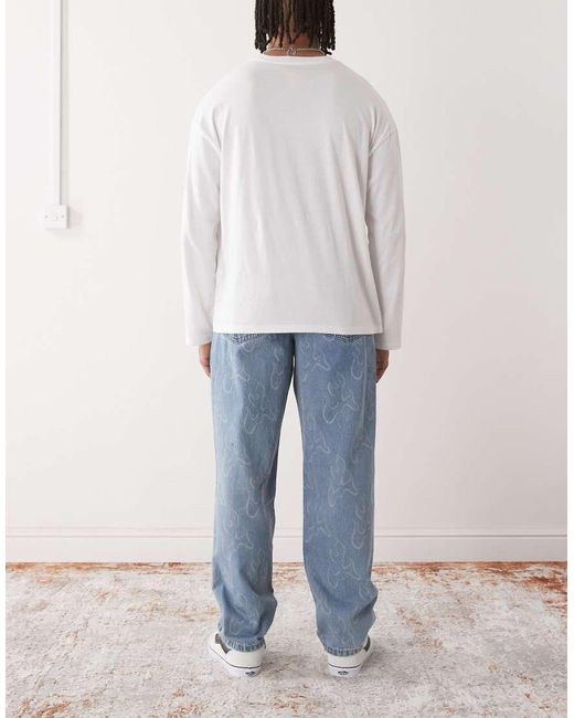 Vans Blue Check-5 Blaze All Over Print Loose Fit Denim Jeans for men