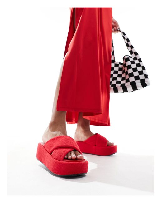 Thunder - sandales à plateforme et brides matelassées croisées - rouge ASOS en coloris Red