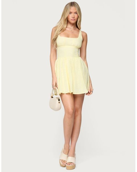Edikted Natural Reina Embroidered Cotton Mini Dress