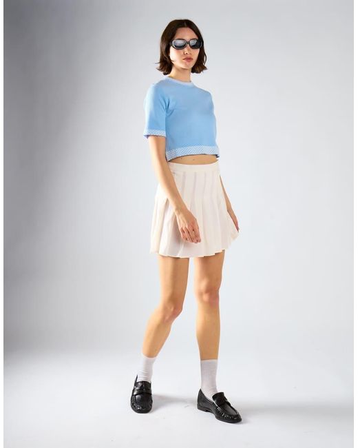 Glamorous Blue Pleated Mini Skirt