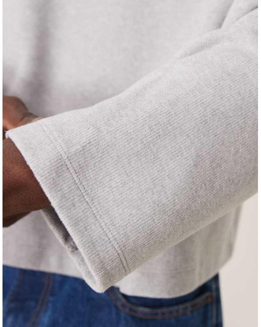 ASOS Super Oversized Geribbelde Cropped Trui Van Zware Geborstelde Stof in het White voor heren