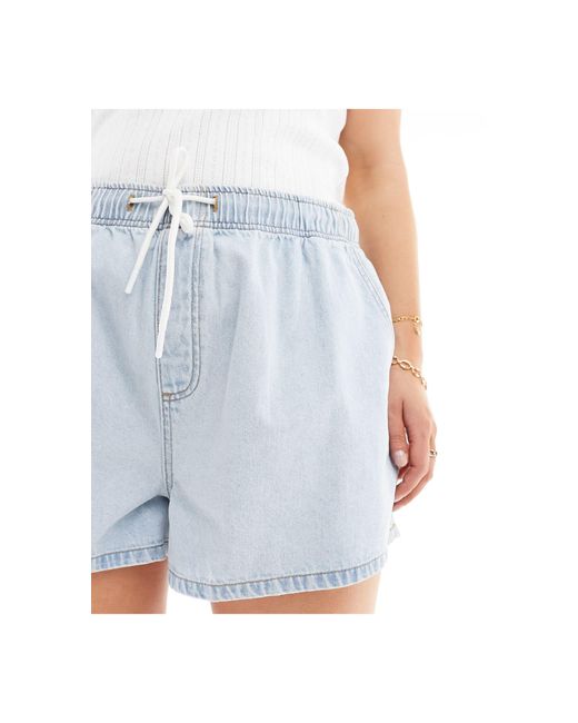 Pantalones cortos vaqueros azules sin cierres con lavado claro ASOS de color White