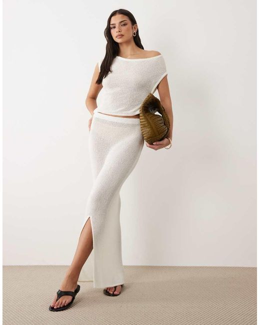 Tala White Beach Knit Asymmetric Top
