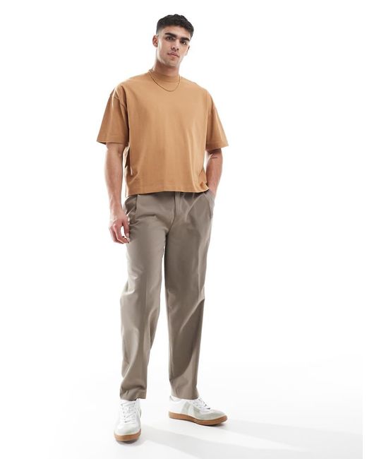 ASOS Oversized Recht T-Shirt Van 240 G/M² Zware Stof in het Natural voor heren