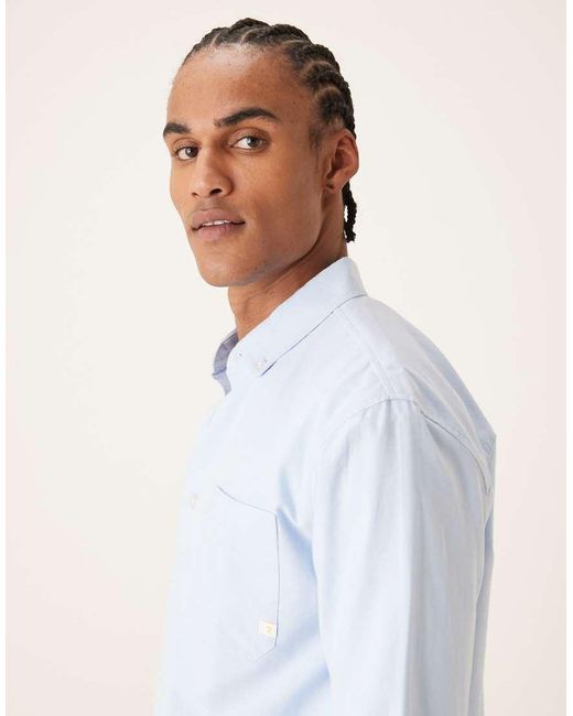 Farah White Brewer Long Sleeve Box Fit Logo Shirt for men