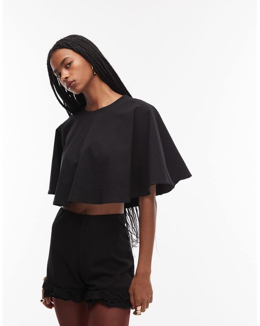 ASOS Black Clean Cape Layer Crop Top