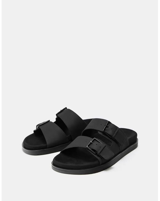 Pull&Bear White Buckle Strap Sandals for men