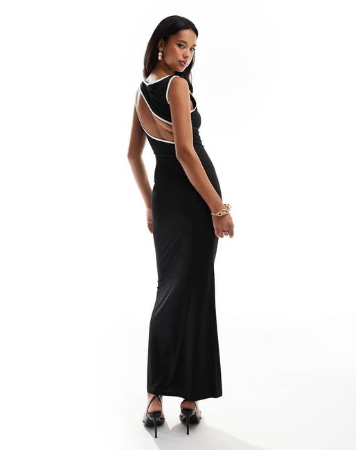 ASOS Black Contrast Binding Maxi Dress With Cut Out
