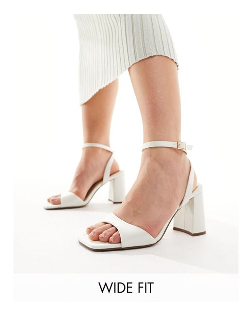 ASOS White Wide Fit Hotel Barely There Block Heeled Sandals
