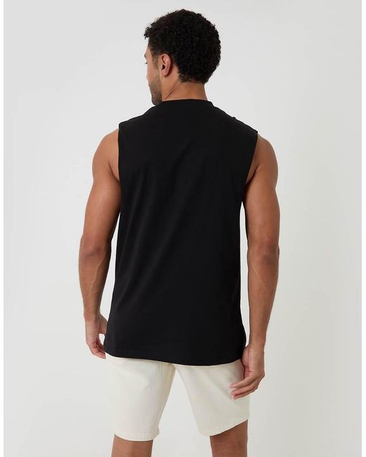 Threadbare Black Relaxed Fit Cotton Crew Neck Vest for men