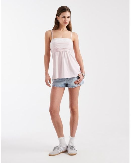 Hollister White Lace Trim Babydoll Cami