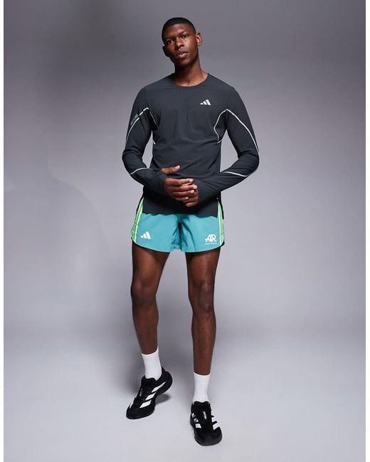 Adidas Originals Blue Adidas Running Adizero Reflective Long Sleeve Top for men
