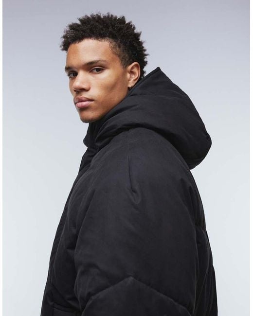 ASOS Black Oversized Hooded Puffer Jacket for men