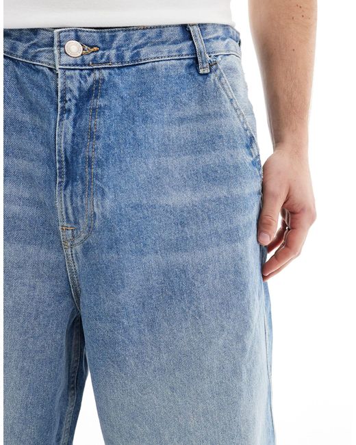 Bershka – weite jeans-shorts in Blue für Herren