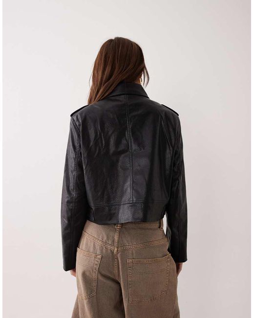 River Island Black River Island Belted Cropped Biker Jacket