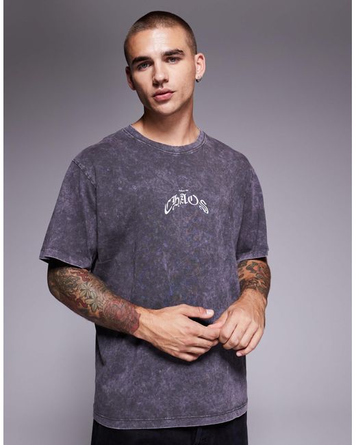 ADPT Gray Oversized T-shirt With Back Print for men