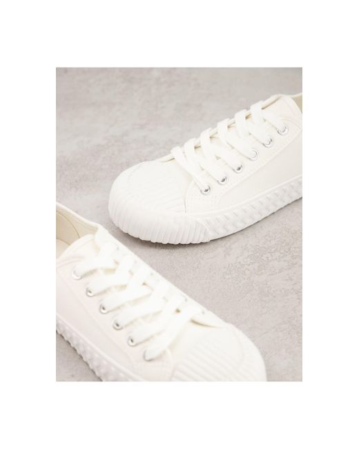 Schuh Segeltuch – mia – flache leinen-sneaker zum schnüren mit plateausohle  in Weiß - Lyst