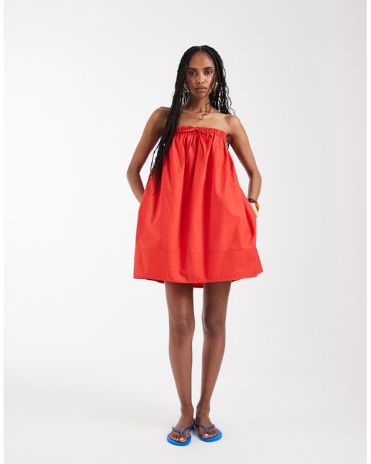 asos red dress mini DESIGN structured prom with curved neckline in Size 12 this dress is designed to enhance your silhouette while ensuring comfort with its regular fit ASOS DESIGN Structured Prom Mini