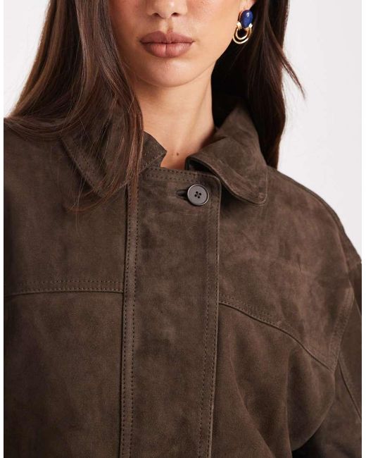 ASOS Black Real Suede Oversized Bomber