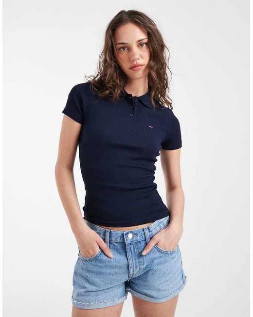 Tommy Hilfiger Blue Slim Fit Rib Polo Shirt