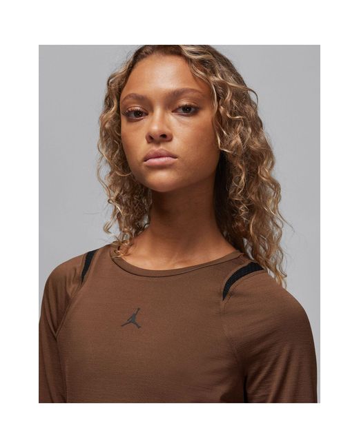 Nike Brown Jordan Sport Long Sleeve Contoured Top
