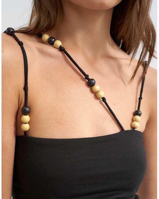TOPSHOP Black Multi Beaded Strap Vest